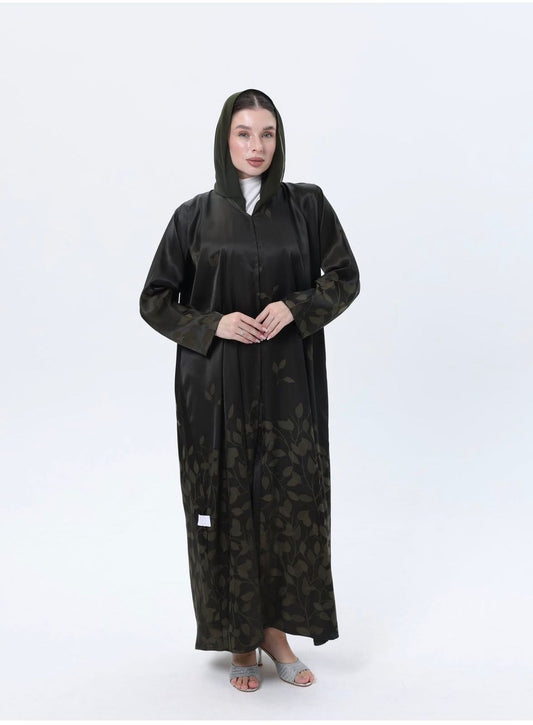 عباية زيتونية بتشكيلة ورق الشجر