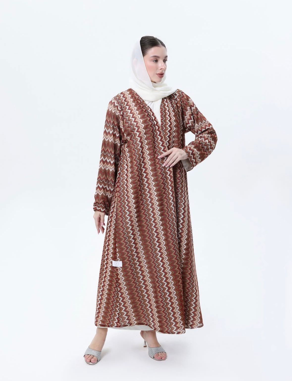 عباية ميسوني برتقالي وبني سادة