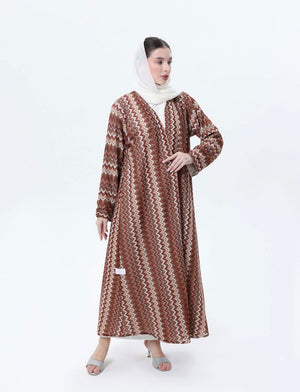 عباية ميسوني برتقالي وبني سادة