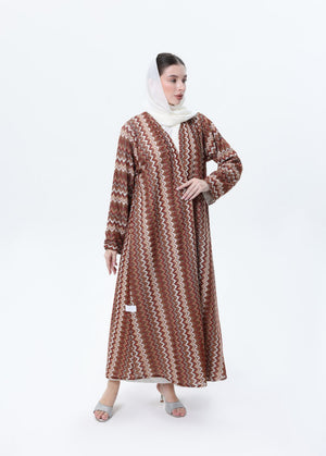 عباية ميسوني برتقالي وبني سادة