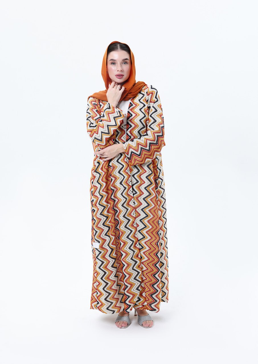 عباية ميسوني برتقالي محروق بخطوط متعرجة