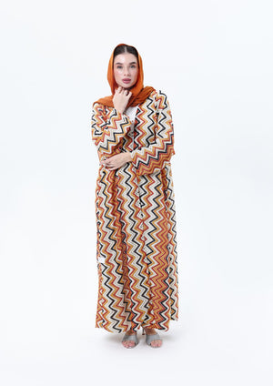 عباية ميسوني برتقالي محروق بخطوط متعرجة