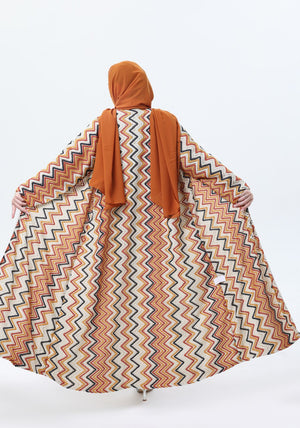 عباية ميسوني برتقالي محروق بخطوط متعرجة
