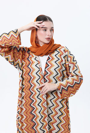 عباية ميسوني برتقالي محروق بخطوط متعرجة