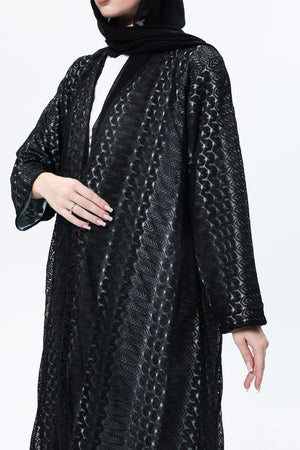 عباية ميسوني سوداء فاخرة ببطانة ندى بيج