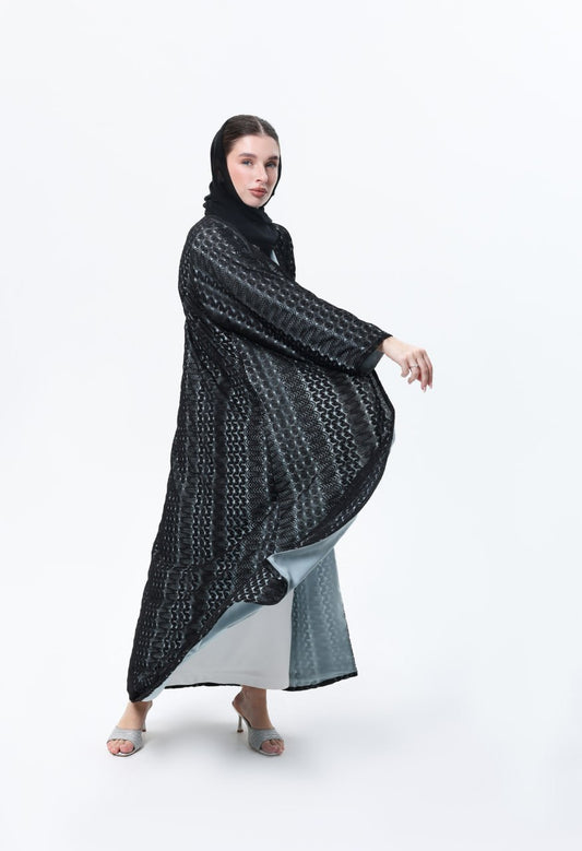 عباية ميسوني سوداء فاخرة ببطانة ندى بيج