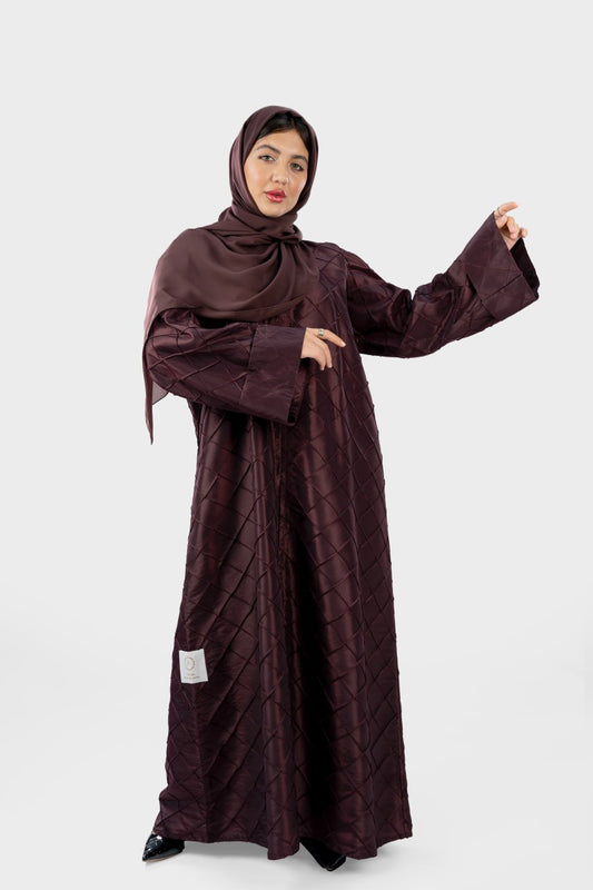 عباية ساتان مارون أنيقة