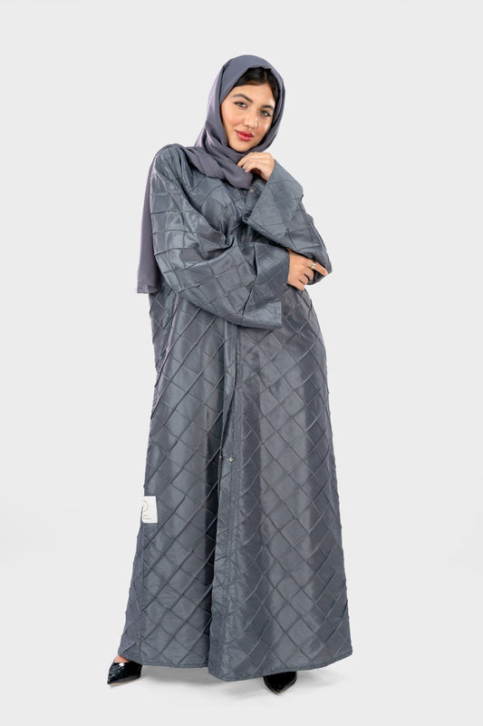 عباية ساتان رمادي سادة