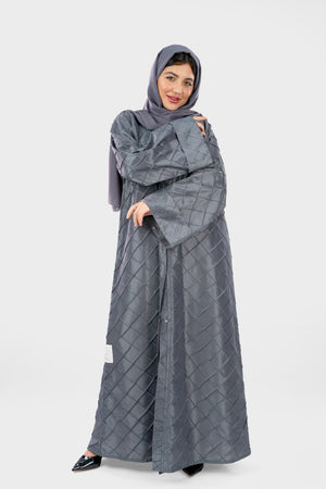 عباية ساتان رمادي سادة