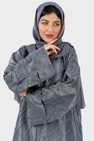 عباية ساتان رمادي سادة
