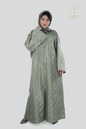 عباية ساتان فستقي سادة