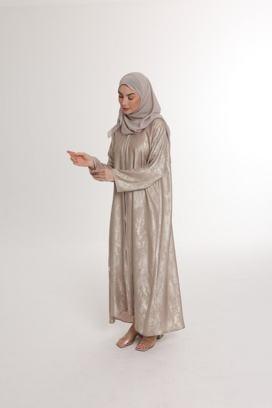 عباية هالي ذهبي بيج أنيقة
